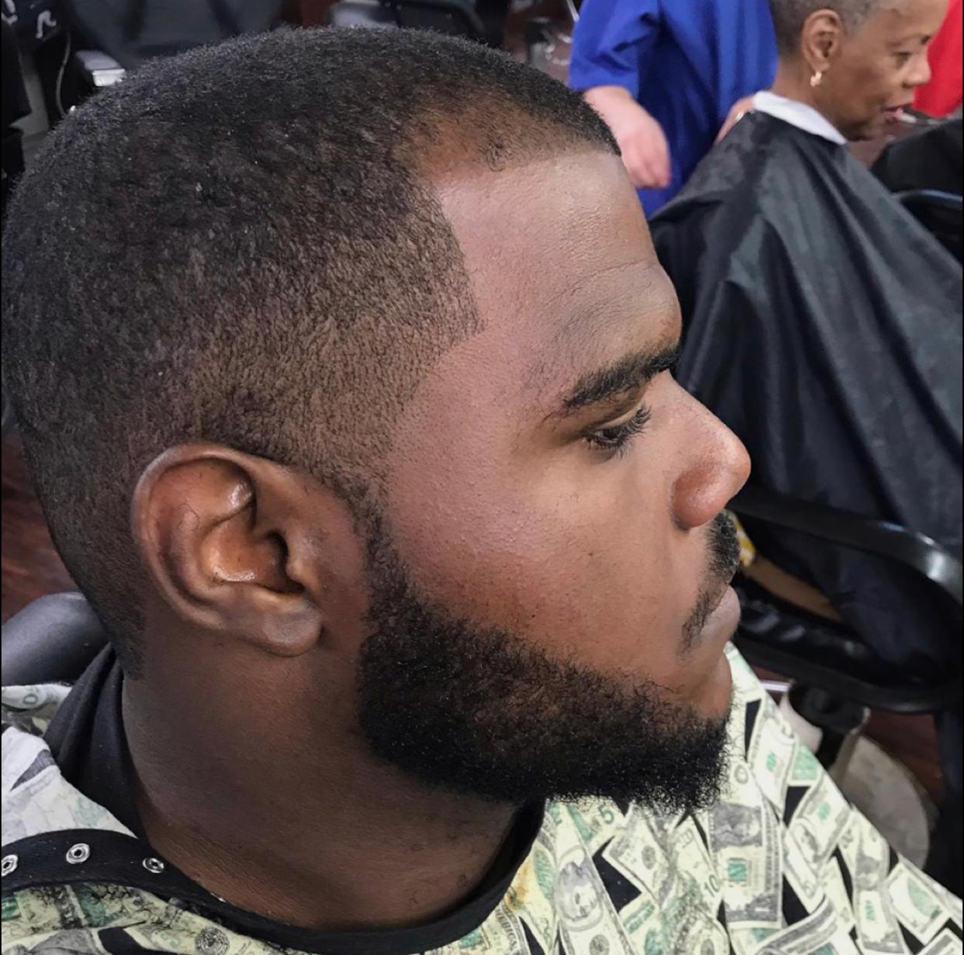 Finished fade with sharp beard line