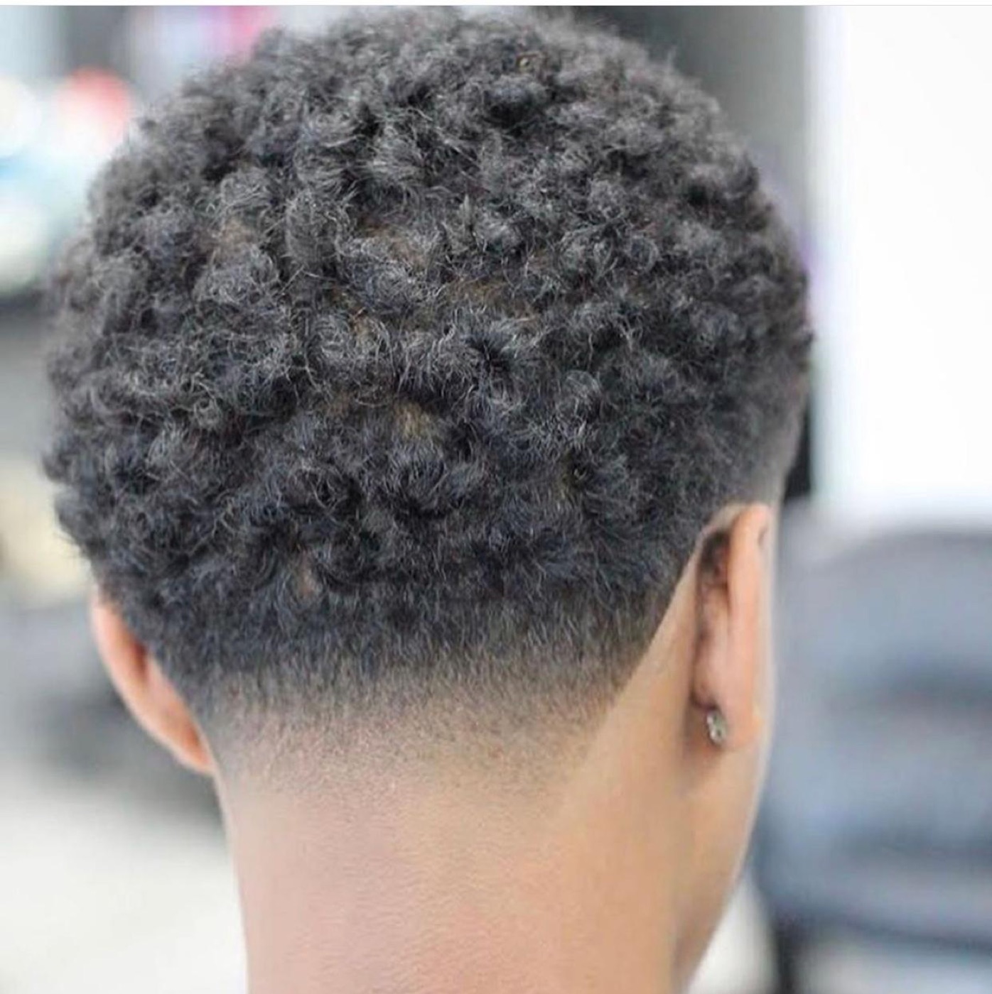Finished tapered natural curl cut